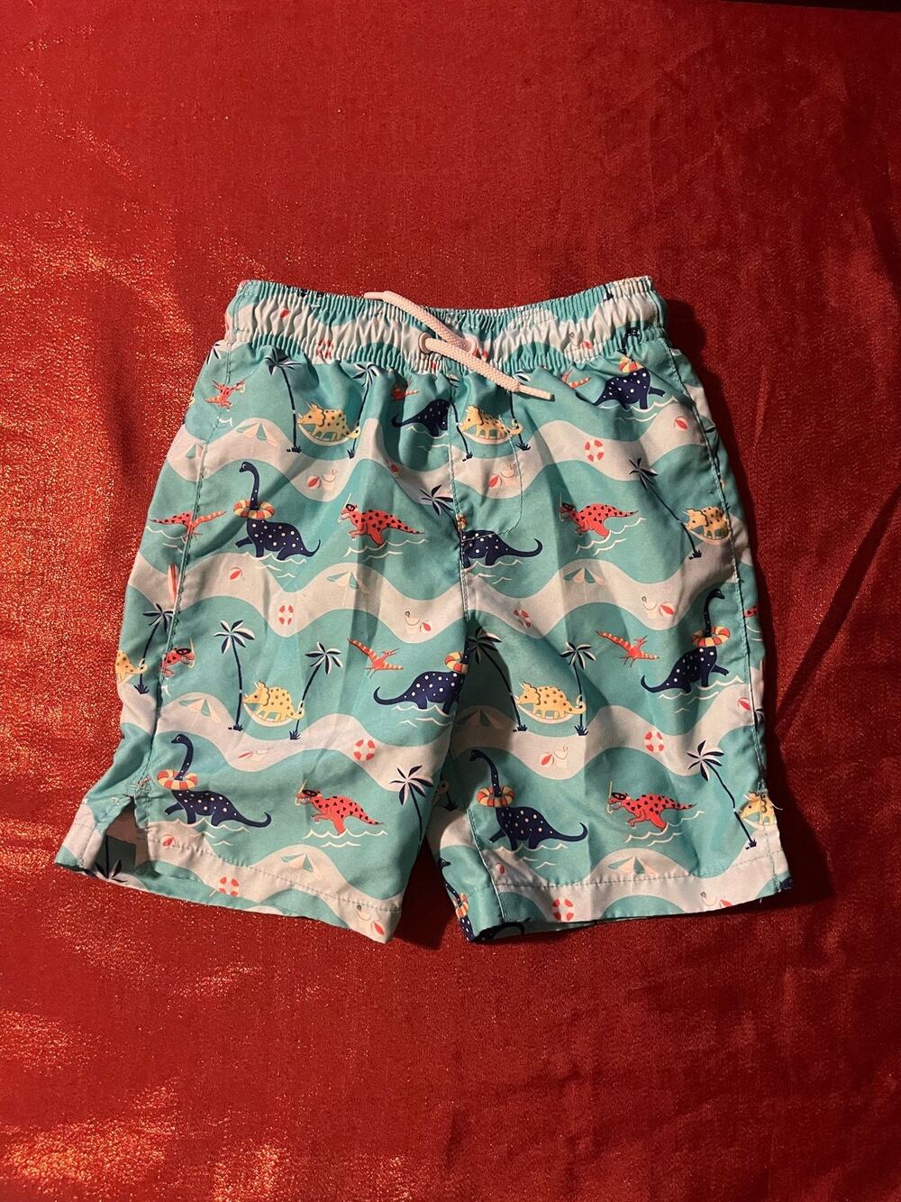 Place Sport Swim Trunks Boys 5T Dinosaur Wave Print Aqua Swim Shorts